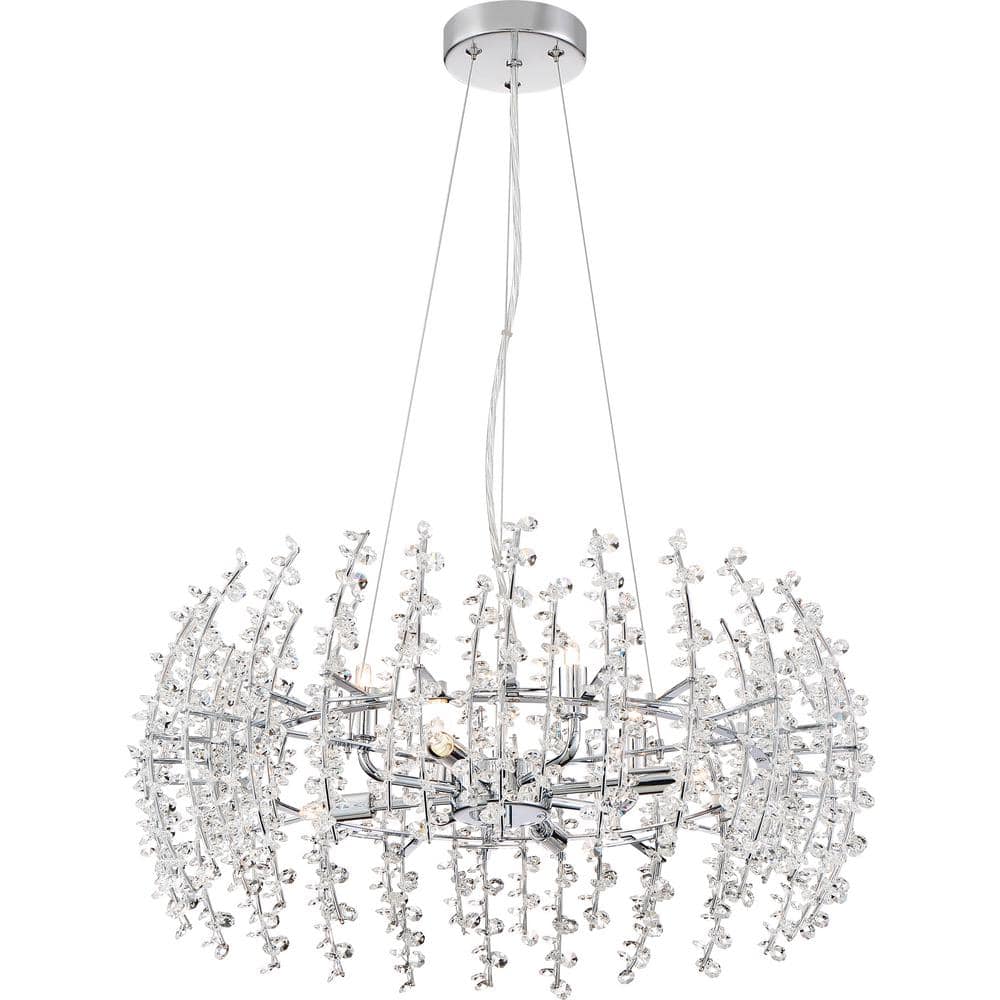Valla 23" Crystal and Chrome 8-Light Pendant