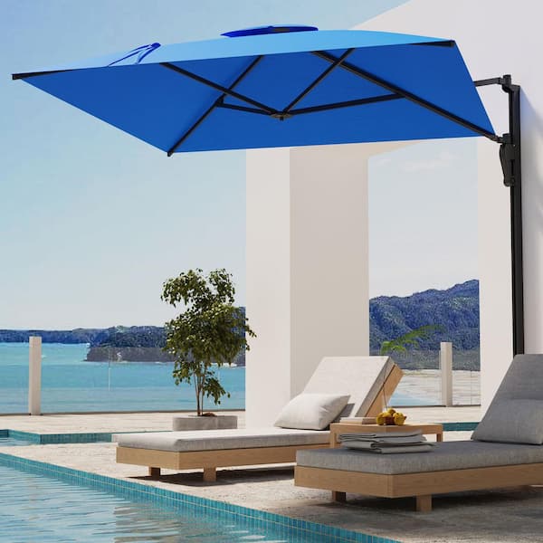 10 ft patio wall mounted umbrella AECOJOY 10 ft. Metal Cantilever Large Wall Mounted Patio Umbrella in Blue  19019DL-HD01
