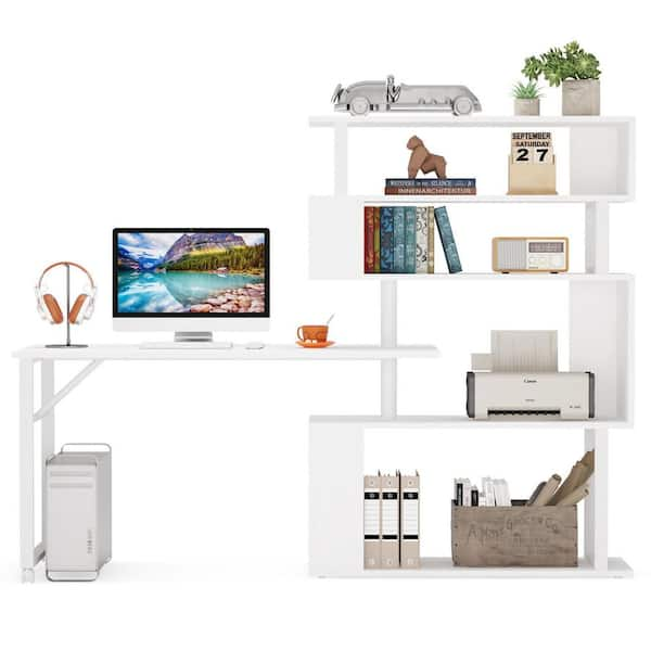 JAMFLY 52 L Shaped Computer Desk with 3-Tier Storage Shelves