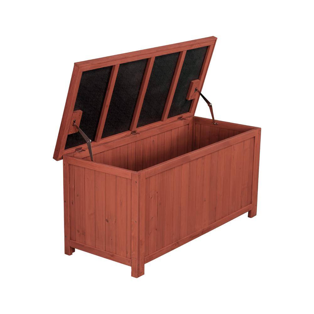 Medium Brown Cypress Wood Deck Storage Box with Ventilated Panels