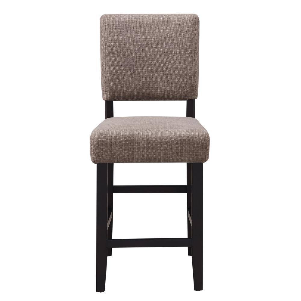 Black and Gray Upholstered Counter Height Stools with Wood Base, Set of 2