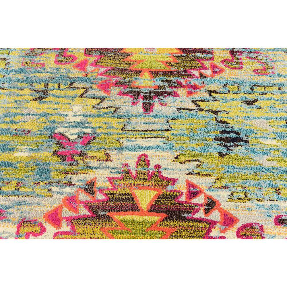 Reversible Abstract Blue Synthetic 8' x 10' Easy-Care Area Rug