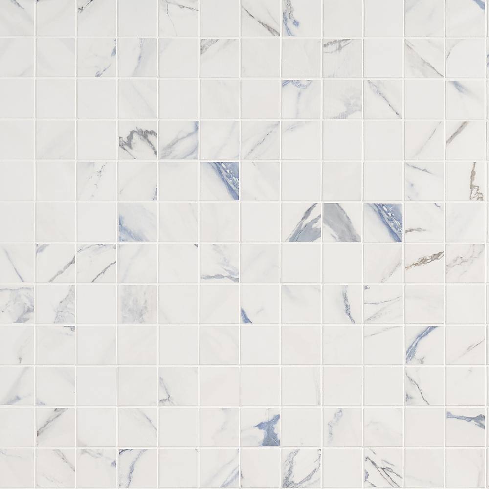 Calacatta Indigo 2" x 2" Porcelain Grid Mosaic Tile Sheet
