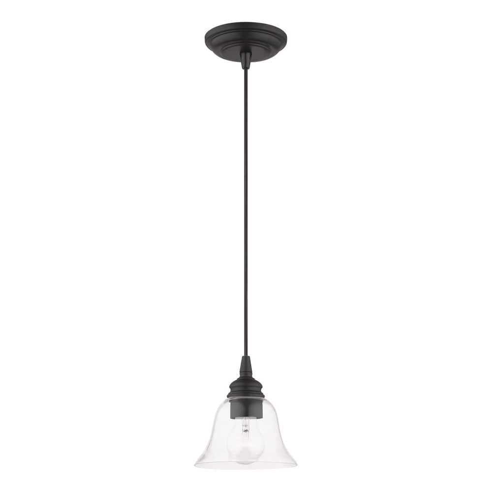 Black Hand-Blown Glass 1-Light Pendant for Indoor/Outdoor Use