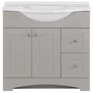 Del Mar 37 in. W x 19 in. D x 36 in. H Single Sink Freestanding Bath Vanity in Gray with White Cultured Marble Top