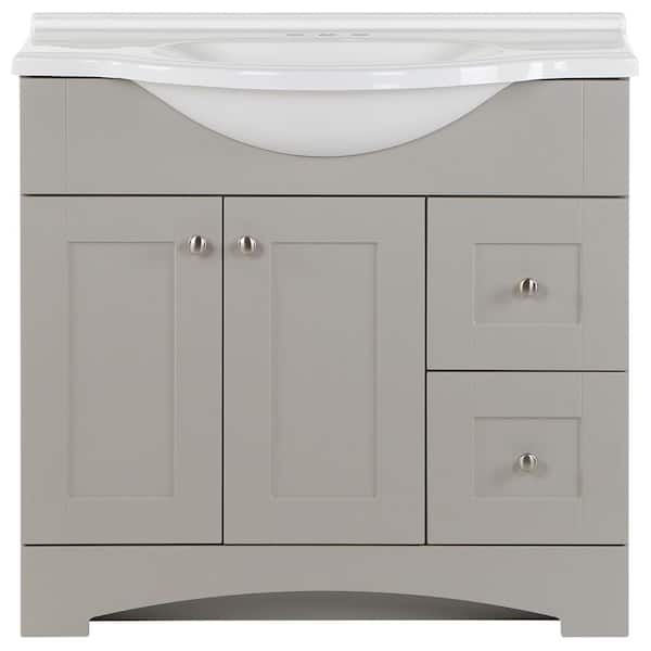 Del Mar 37 in. Single Sink Gray Bath Vanity with White Cultured Marble Top (Assembled)