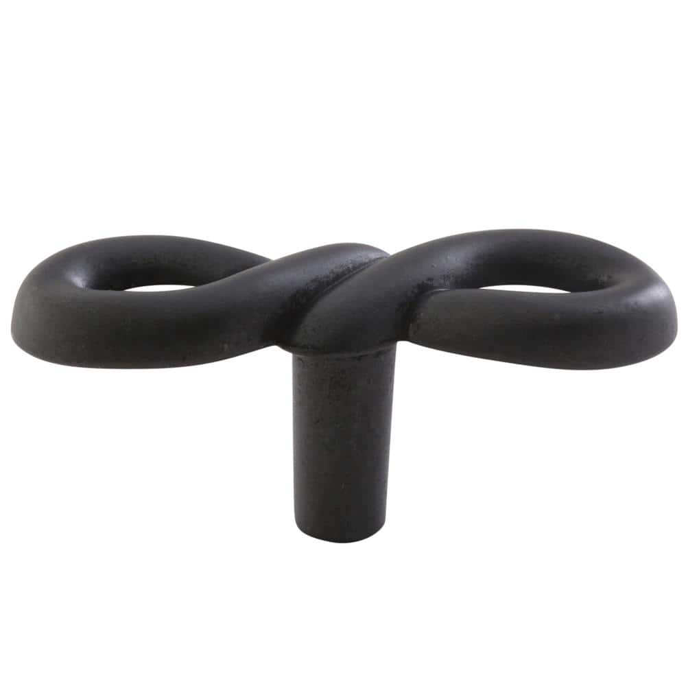 Black Iron Oval Designer Cabinet Knob with Mounting Hardware
