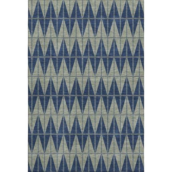 Mayfield Premium Machine Washable Abstract AMF2415 Navy 10 ft. x 14 ft. Area Rug