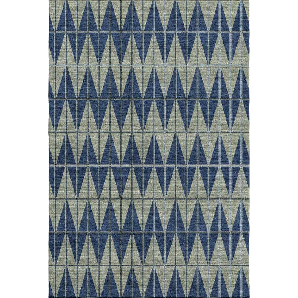 Mayfield Premium Machine Washable Abstract AMF2415 Navy 5 ft. x 7 ft. 6 in. Area Rug price history on PriceWatchPro