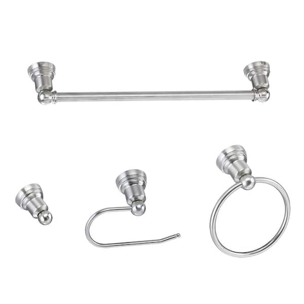 4-Piece Bath Hardware Set 20 in. with Mounting Hardware in Brushed Nickel