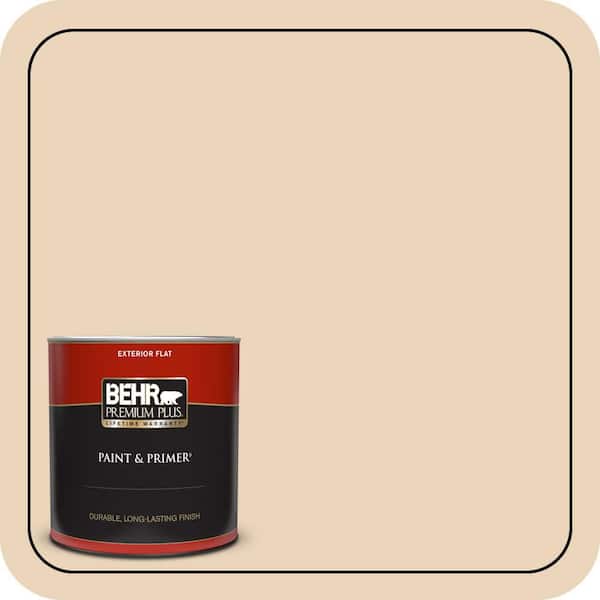 BEHR PREMIUM PLUS 1 Qt. #ECC-52-1 Nevada Sand Flat Exterior Paint & Primer