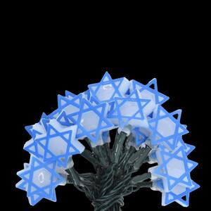 Brilliant Hanukkah Star of David 20-Count Battery OP LED String Lights On/Off/Twinkle/Timer