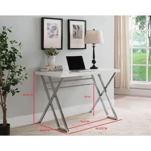 43 in. W White/Chrome Finish Material Metal and Wood Saginaw Laptop/Writing Desk Size: 43 W x 24 L x 29 H