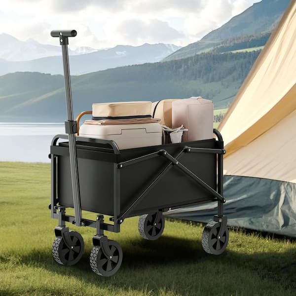 2.82 cu. ft. Fabric Garden Cart, 80L & 200LBS. Collapsible Wagons w/ All-Terrain Wheels, Heavy Duty Outdoor Utility Cart