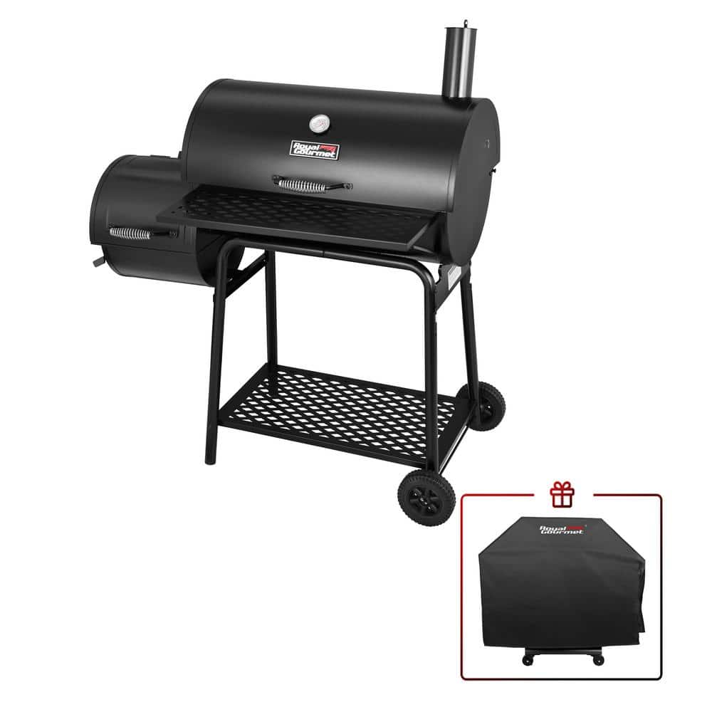 Charcoal Grill with Offset Smoker in Black Plus A Cover - 2