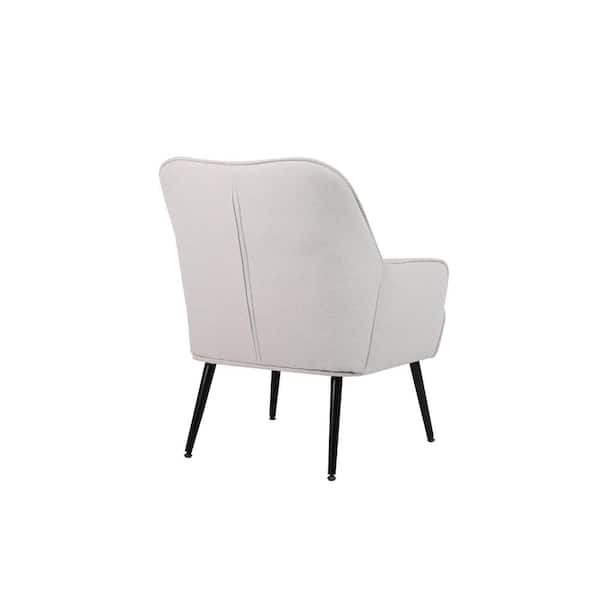 Unbranded Mid Century Modern Beige Upholstery Linen Accent Arm Chair Set of 1