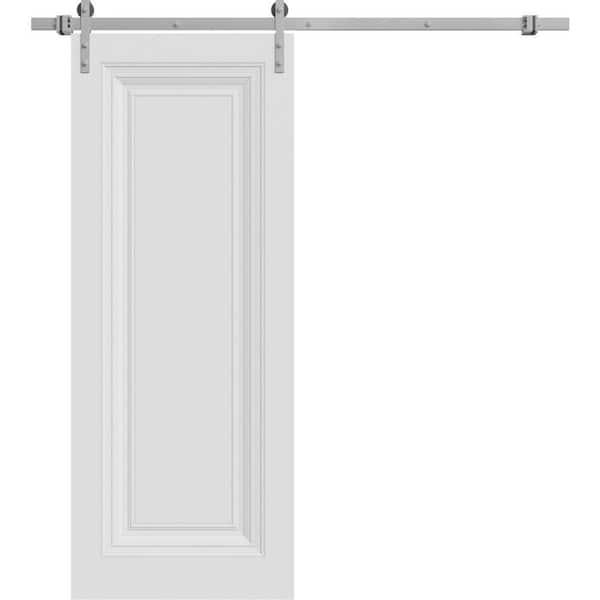 7111 42 in. x 96 in. Sold Core White Color Wood Sliding Barn Door with Hardware Kit