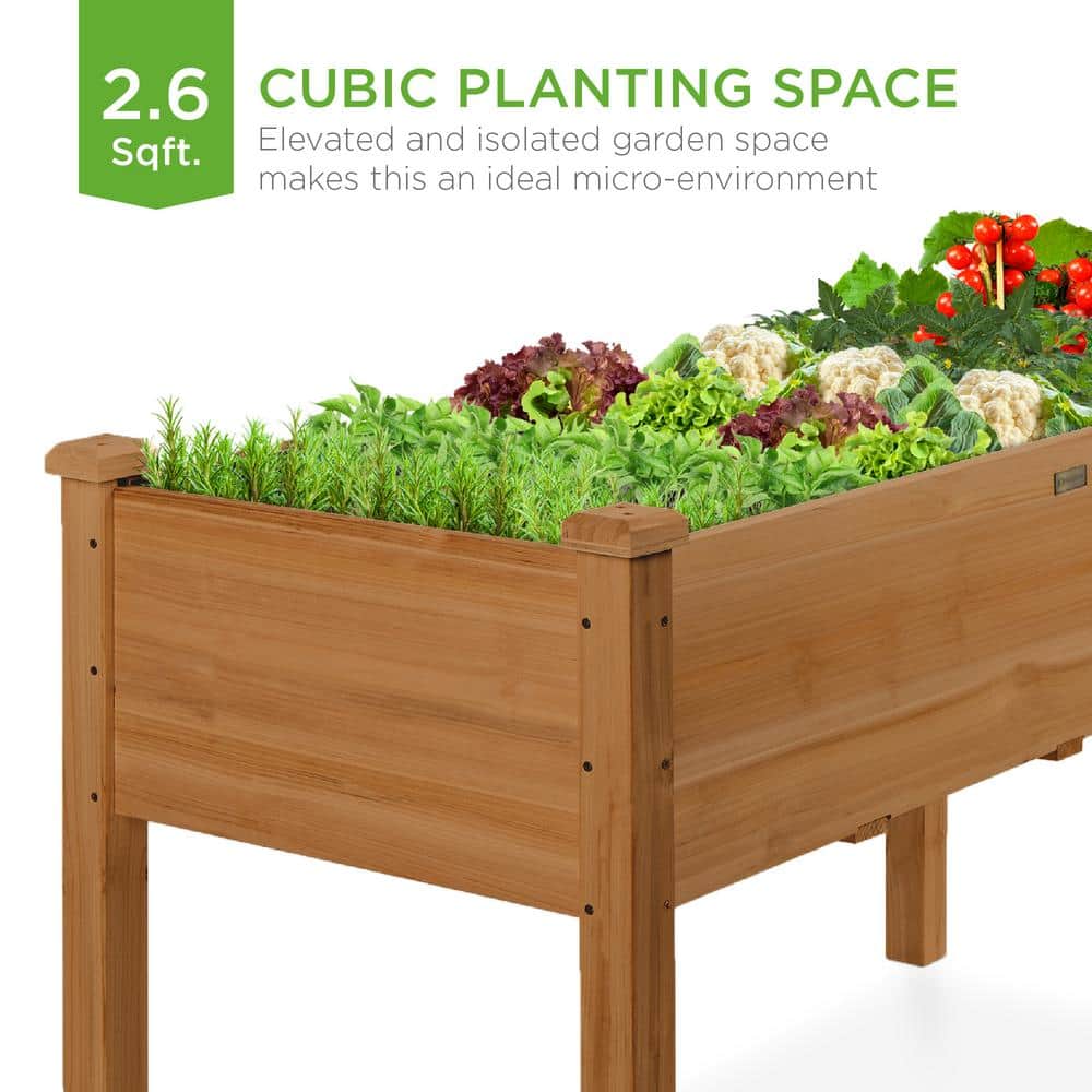 Acorn Brown Fir Wood Raised Garden Bed with Bed Liner