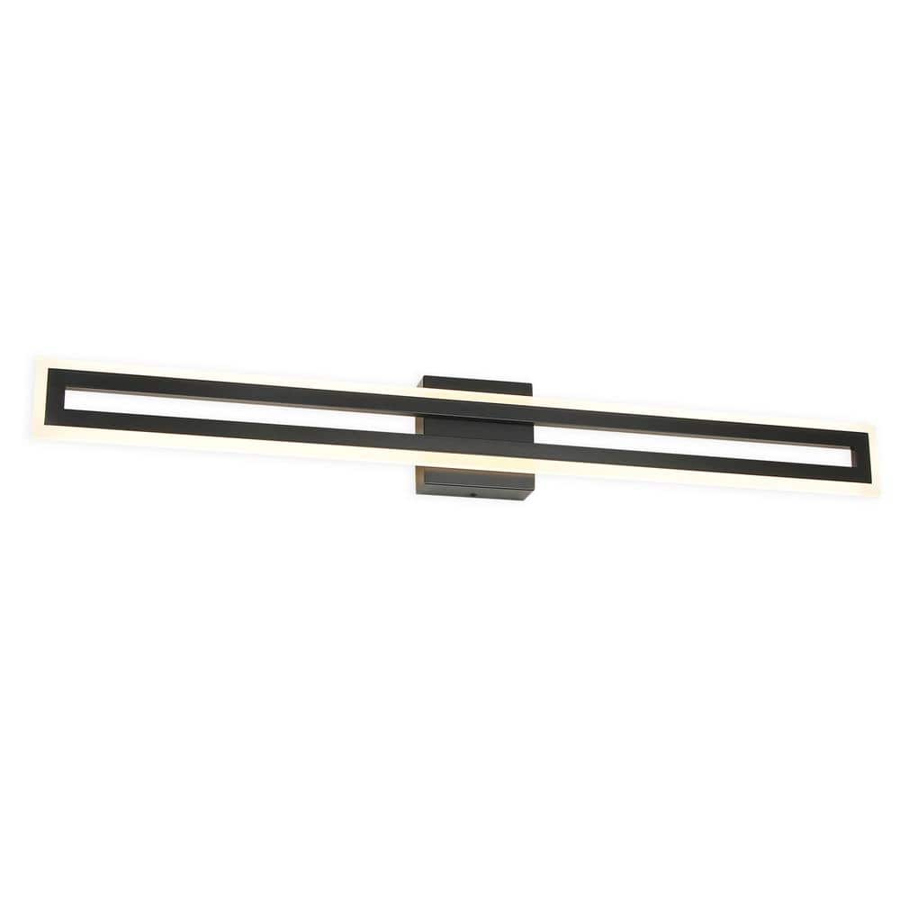 UMEILUCE 39 in. 1-Light Black Rectangle Integrated LED Wall Sconce for ...