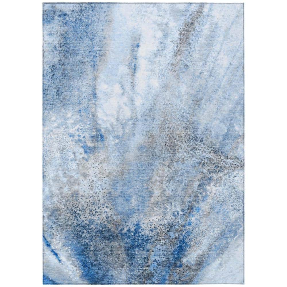 Ivory Blue and Gray 3 ft. x 5 ft. Abstract Indoor / Outdoor Area Rug price history on PriceWatchPro