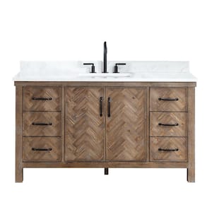 Javier 60 in. W x 22 in. D x 33.9 in. H Single Sink Bath Vanity in Antique Gray with White Grain Composite Stone Top