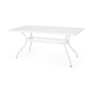 66.7 in. White Aluminum Rectangular Outdoor Dining Table