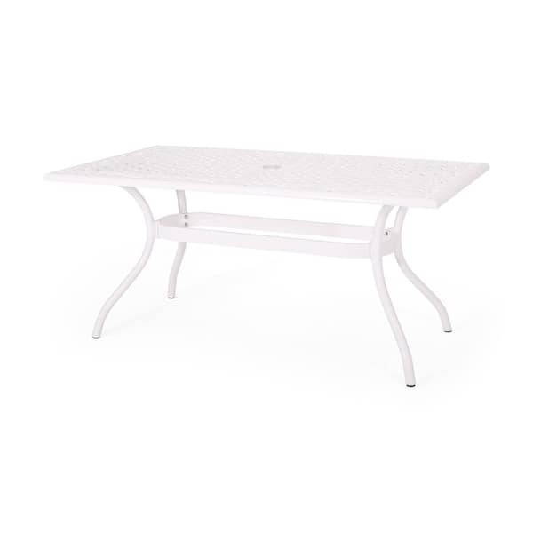 Clihome 66.7 in. White Aluminum Rectangular Outdoor Dining Table