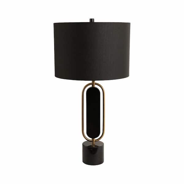 Liv & Skye 31 in. Black/Gold Metal Geometric Design Table Lamp