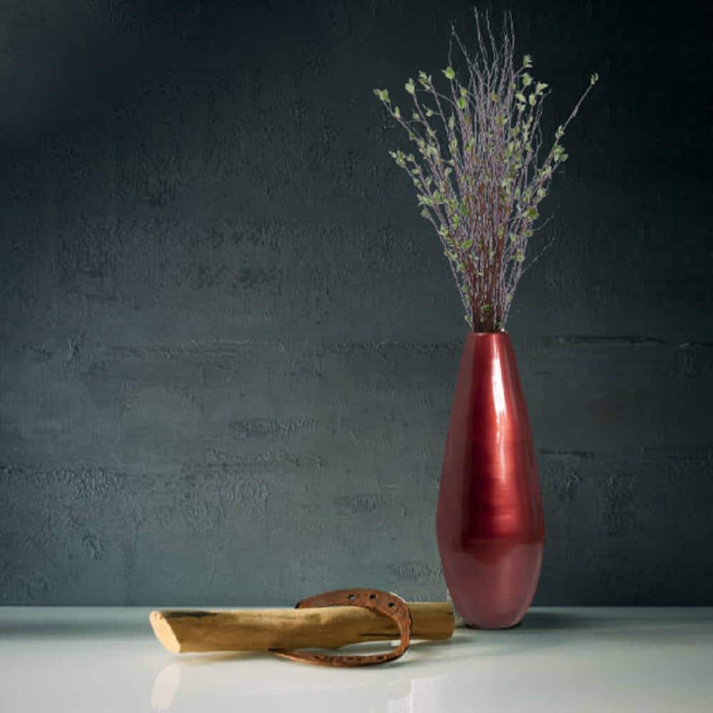 Uniquewise 31.5 in. Spun Bamboo Tall Floor Vase - Sleek Metallic Finish,  Elegant Home Decoration, Modern Accent Piece, Red Large QI003354RD.L - The  