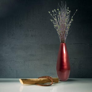 31.5 in. Spun Bamboo Tall Floor Vase - Sleek Metallic Finish, Elegant Home Decoration, Modern Accent Piece, Red Large