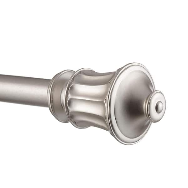 EXCLUSIVE HOME 36 in. - 72 in.Adjustable Length 1 in. Dia Single Curtain Rod Kit in Matte Silver with Lantern Finial