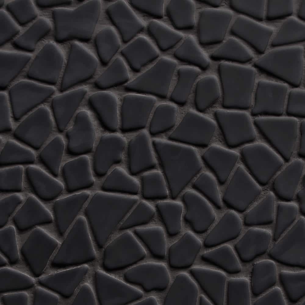 12" x 12" Black Matte Glass Pebble Mosaic Tile