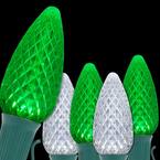 OptiCore 49 ft. 50-Light LED Green and Cool White Faceted C9 String Light Set