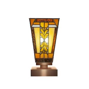 Quincy 8.5 in. New Age Brass Accent Lamp with Glass Shade