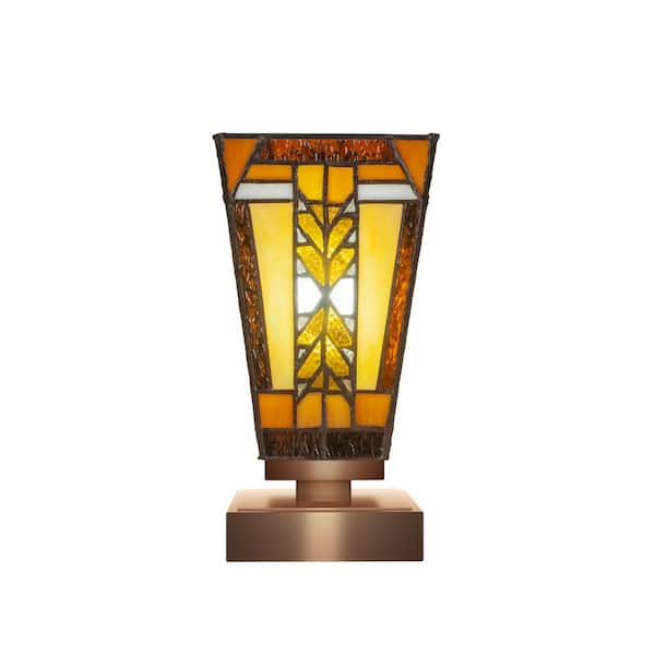 Unbranded Quincy 8.5 in. New Age Brass Accent Lamp with Glass Shade