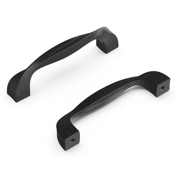 Twist 3-3/4 in. 96 mm Center-to-Center Black Iron Cabinet Door/Drawer Pull