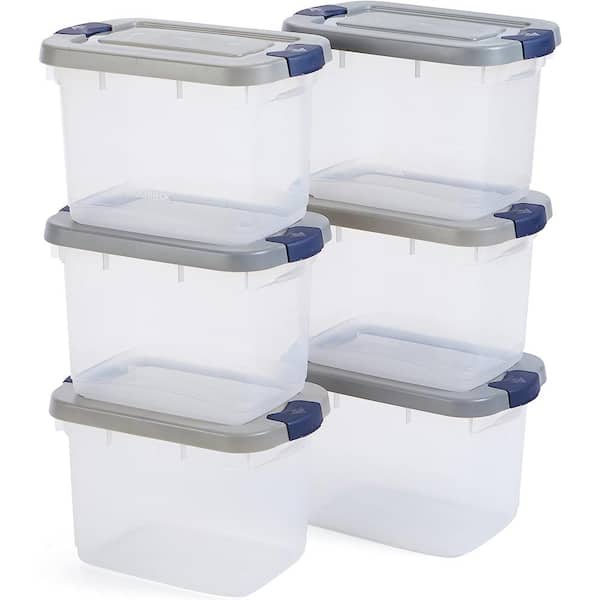 Rubbermaid Roughneck 19Qt/ 4.75 Gal Clear Stackable Storage Containers w/Grey Lids, 6-Pack