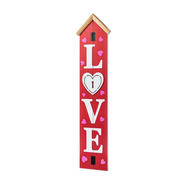 Glitzhome 42 in.H Valentine's Wooden  in.LOVE in. House-shaped Porch Decor