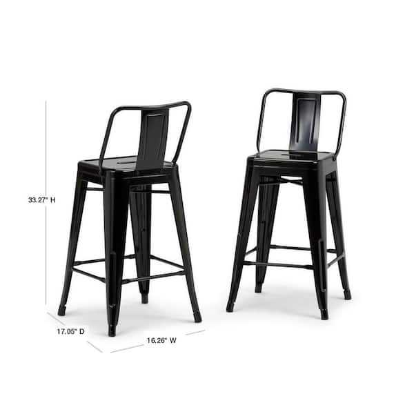 Simpli Home Rayne 24 In Black, What Size Stool For Counter