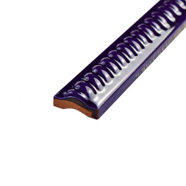 Trenza Moldura Cobalto 1 in. x 7-7/8 in. Glossy Ceramic Wall Tile Trim