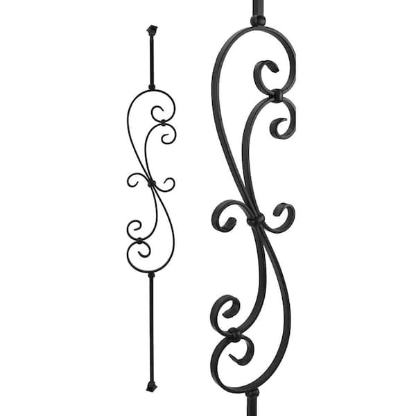 44 in. H x 0.5 in. W Black Wrought Iron Stair Railing Kit Decorative Balusters for Staircase Interior 5-Pack Aluminum