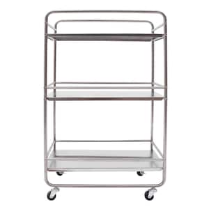Rolling Stainless Steel 3-Tire 4-Wheeled Storage Cart Utility Cart 20 in. D x 32.3 in. H x 9.8 in. W