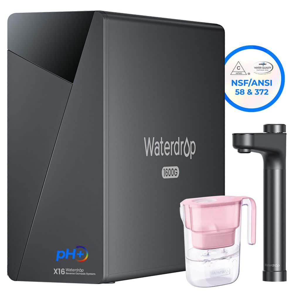 X16 Tankless RO System, 11-Stage Filtration, Alkaline Mineral PH, NSF Certified Elfin Pink Water Filter Pitcher (7-Cup)