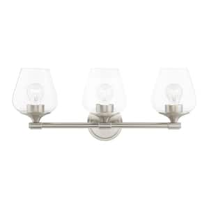 Hampton Bay Timpie 22 in. 3-Light Brushed Nickel Bathroom Vanity Light ...