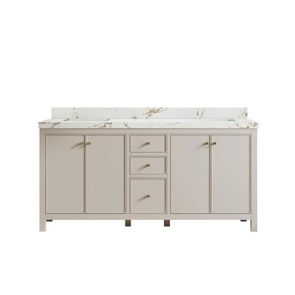 Willow Collections Chicago 72 in. Double Sink Freestanding Fine Grain Bath Vanity with Viola Brown Qt. Top Unassembled