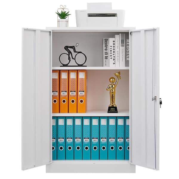 Tenleaf White Metal File Cabinets with Locking Doors and Adjustable Shelf