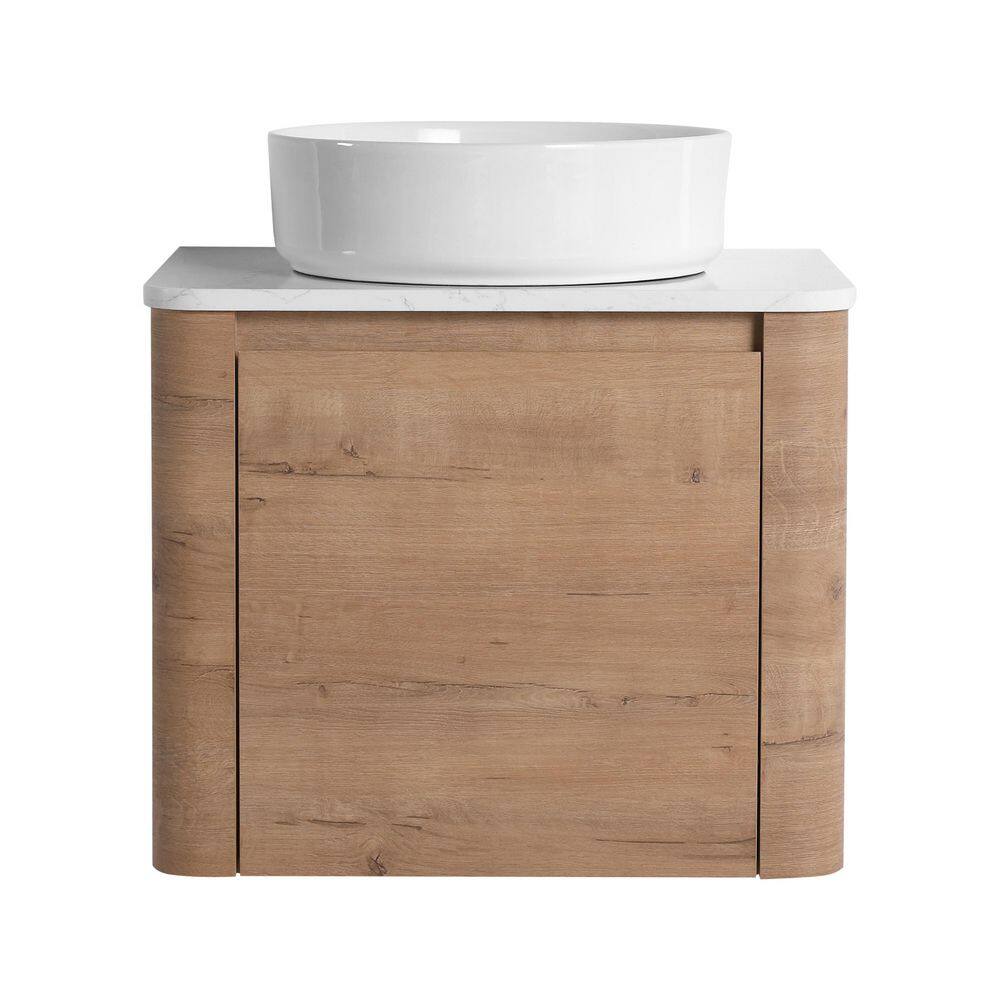 23.63 in. Floating Single Sink Imitative Oak Bath Vanity with White Engineered Stone Top and White Ceramic Basin price history on PriceWatchPro