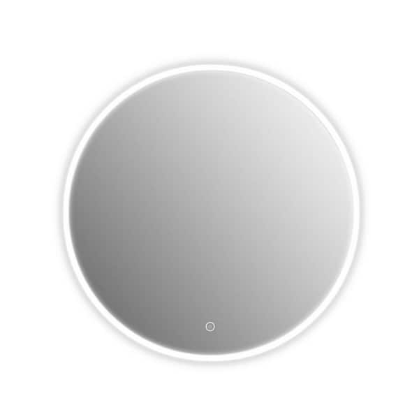 24 in. W x 24 in. H Round Frameless Anti-Fog Wall Mount Bathroom Vanity Mirror in Silver with Dimmable LED Light