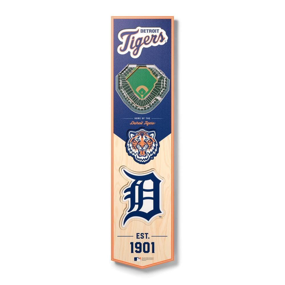 YouTheFan MLB Detroit Tigers Wooden 8 in. x 32 in. 3D Stadium