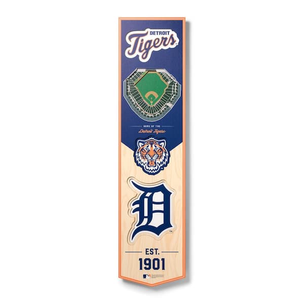 MLB Detroit Tigers Wooden 8 in. x 32 in. 3D Stadium Banner-Comerica Park